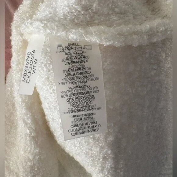 Calvin Klein Womens White/Cream Crewneck Sweater Medium Cozy Fluffy Fall - Picture 4 of 7